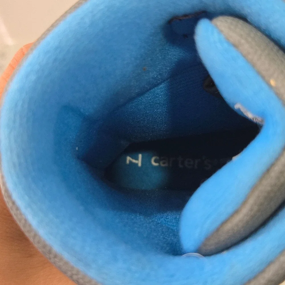 Carters Toddler Boy Snow Boots Blue Gray Hook and Loop Winter Shoes 7M DELTHA
